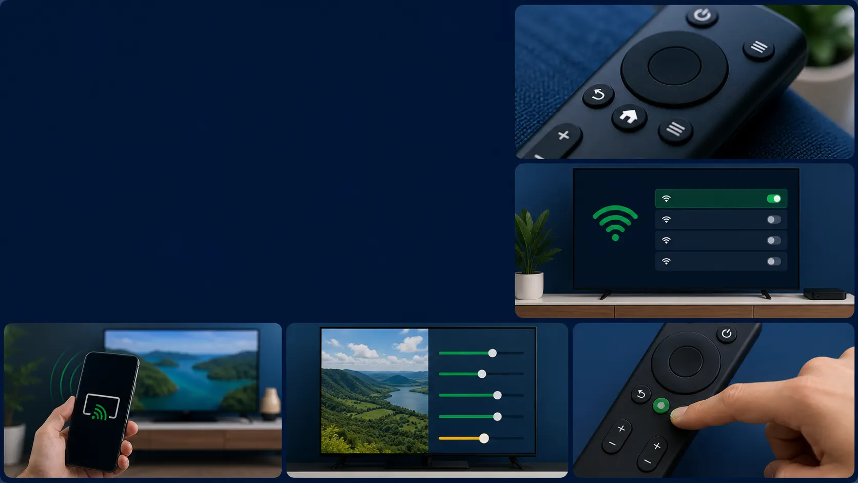 Tela de configuração de Wi-Fi em uma Smart TV